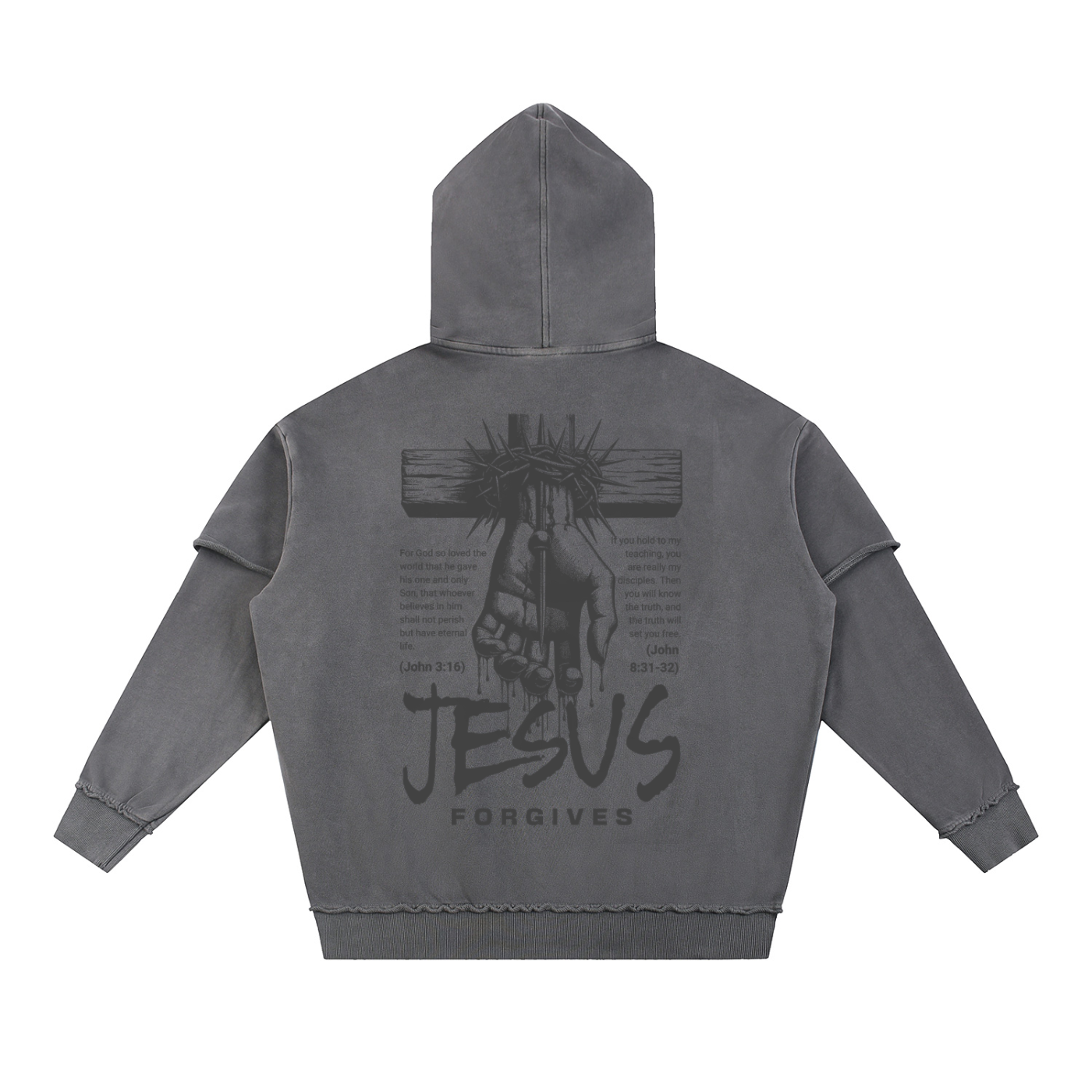 Grey Jesus Forgives Hoodie and Sweats