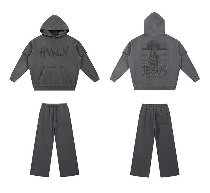 Grey Jesus Forgives Hoodie and Sweats