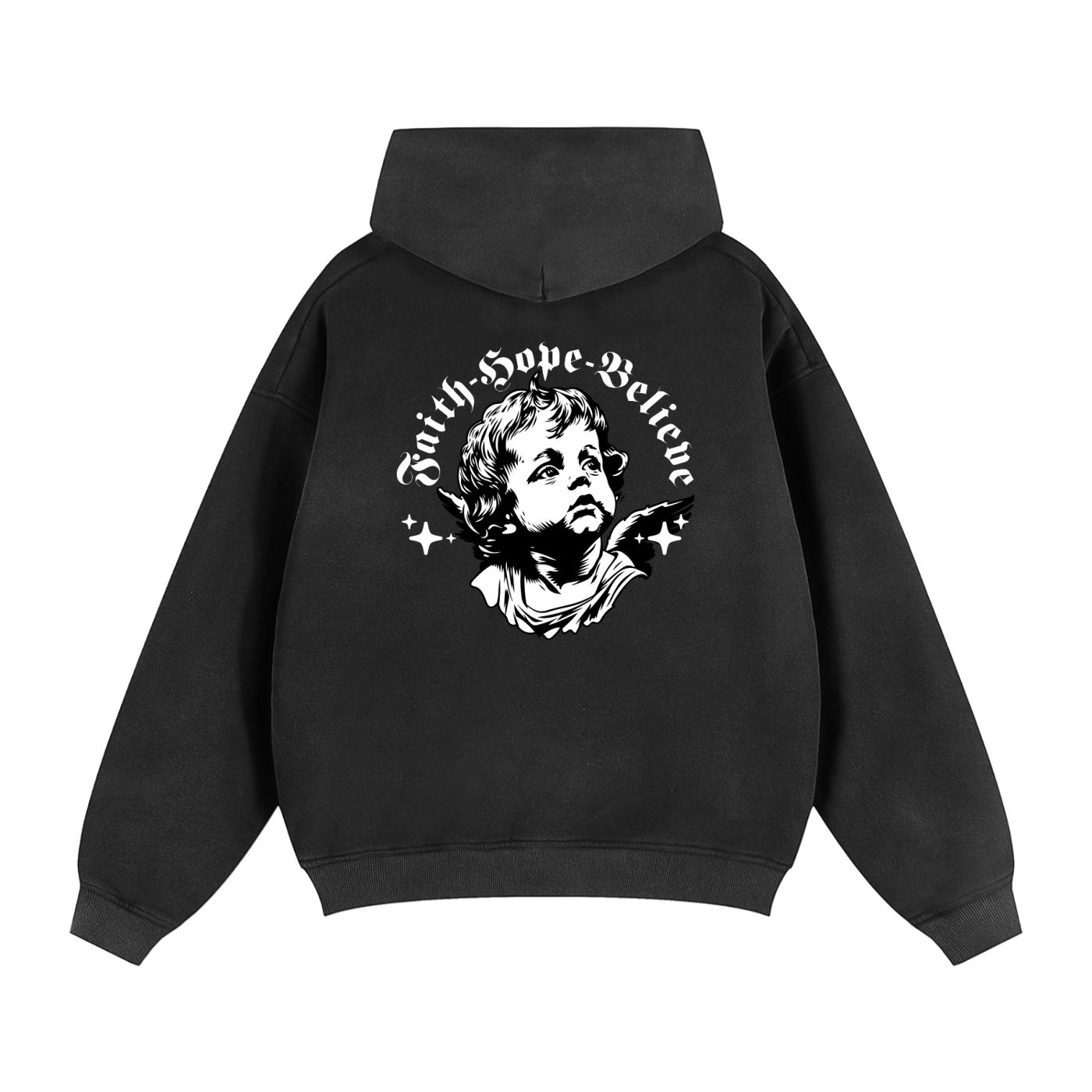 Faith, Hope, Believe Sun fade Two-way Zipper Boxy Fleece Hoodie