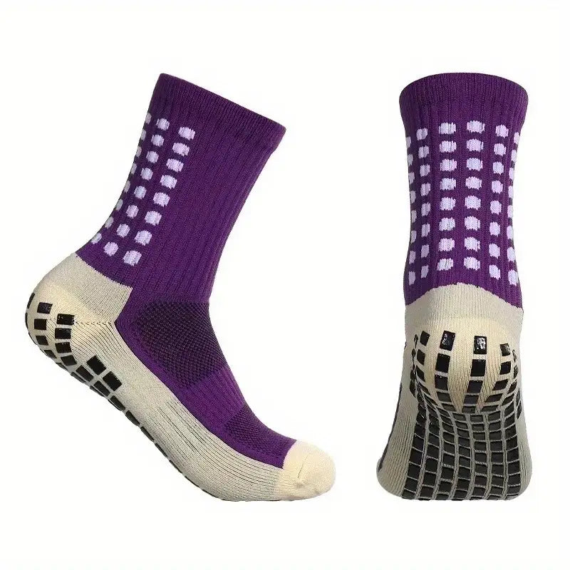Grip Soccer Socks Anti Slip Athletic Socks Non-Slip Football Basketball Socks with Grip Pads